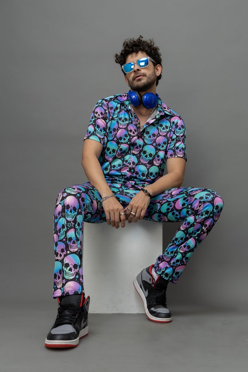 GO DEVIL Skull Printed Co-Ord Set For Men - Image 4